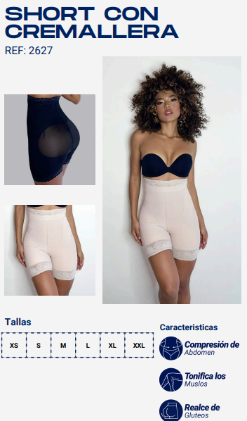 Short cremallera tiro alto 2627